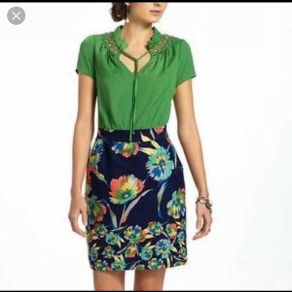 Anthropologie Tabitha green floral dress